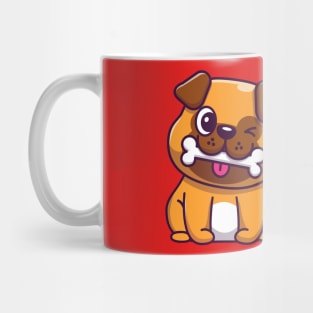 Cute Dog Bite Bone Cartoon Mug